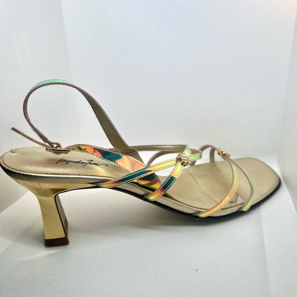 Gold Strappy Sandals Size 8 - Picture 3 of 4